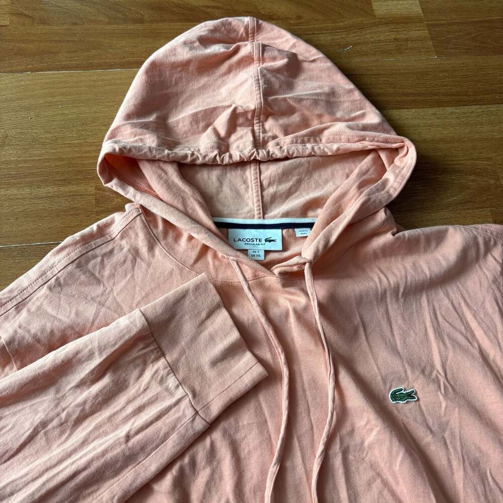 Lacoste Lightweight Pullover Hoodie Coral XXL